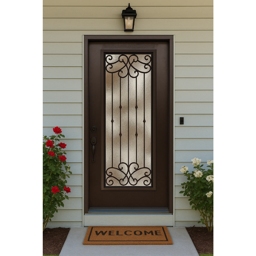Blackburn 3/0x6/8 Single Prehung Fiberglass Door in Black